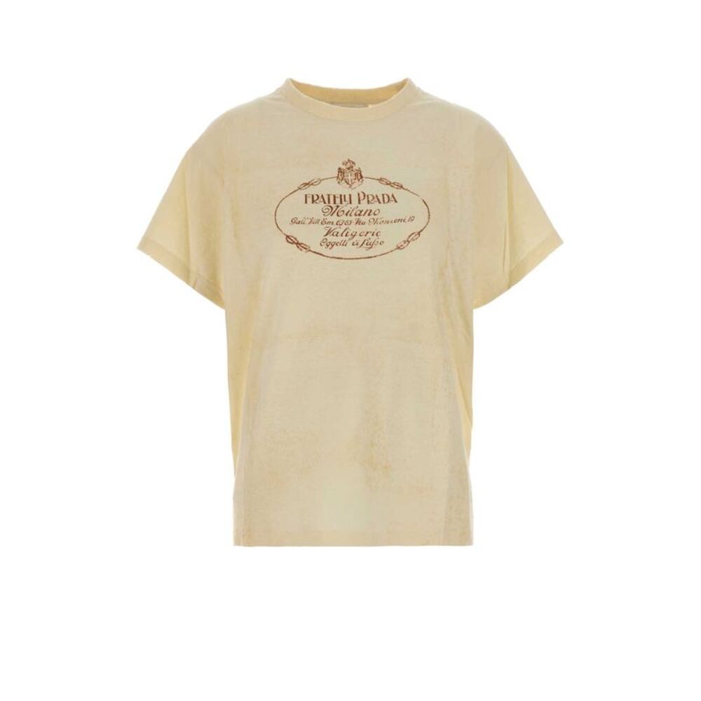 Prada Women Crema Cotton T-Shirt